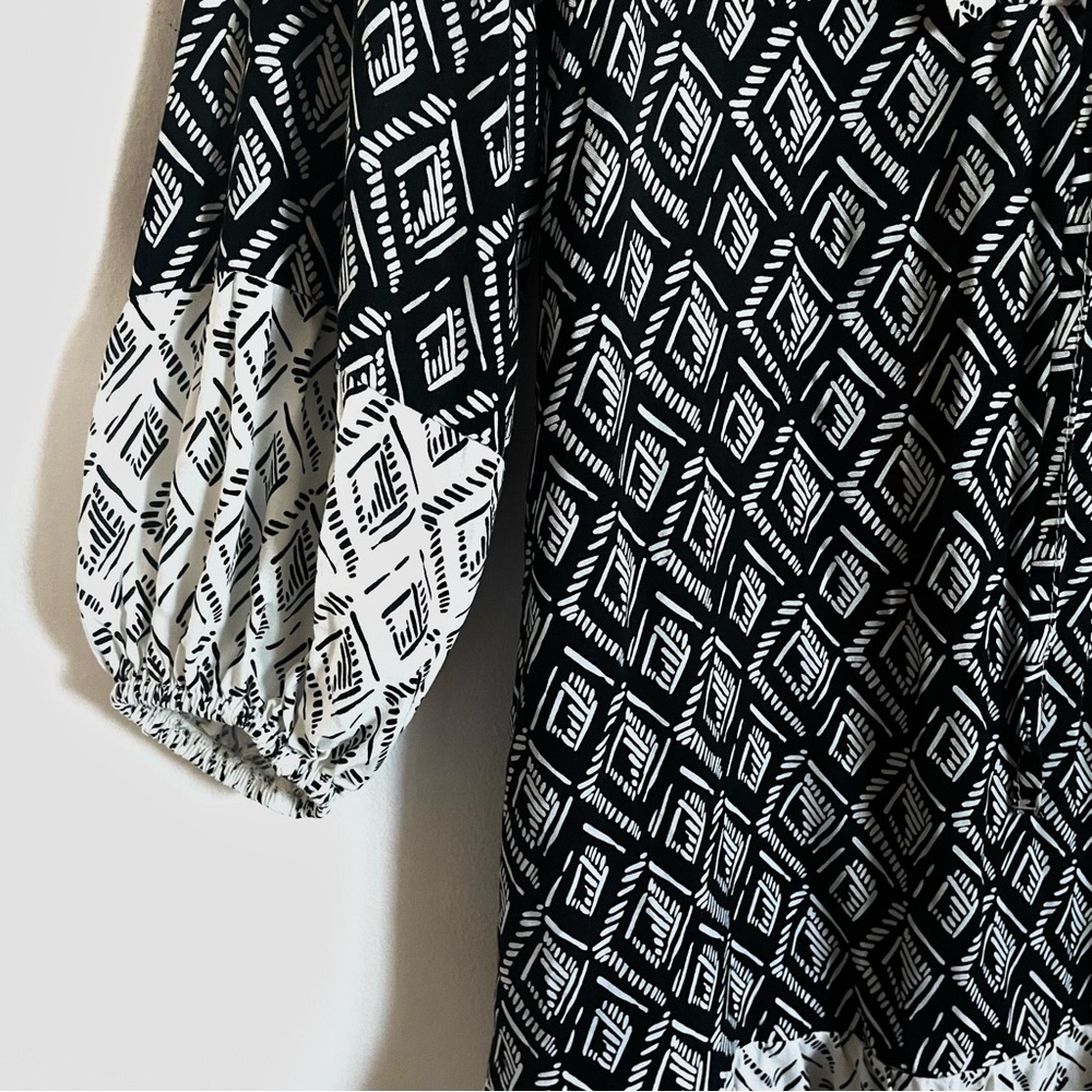 Zara Patchwork Geo Contrast Print Bohemian Mini Dress Size M NWT - Picture 11 of 16